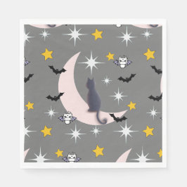 Guardanapo De Papel Mikitiez Black cat bat halloween outono lua de inv