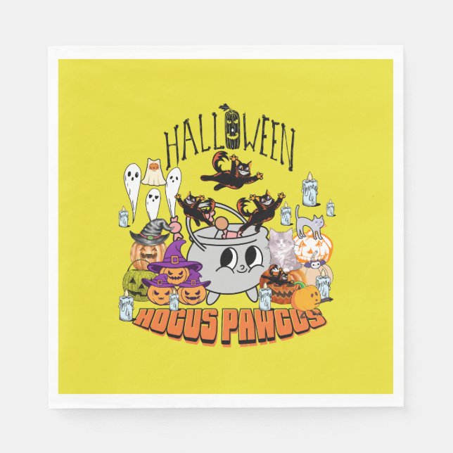 Guardanapo De Papel Mikitiez Black cat Spooky Halloween vibe ghouls (Frente)