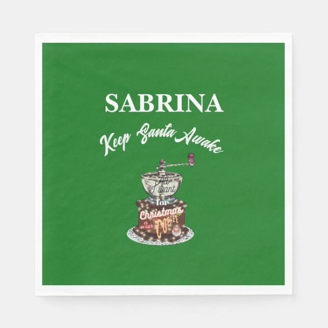 Guardanapo De Papel Mikitiez café, natal, citando cafeína fofa (Frente)