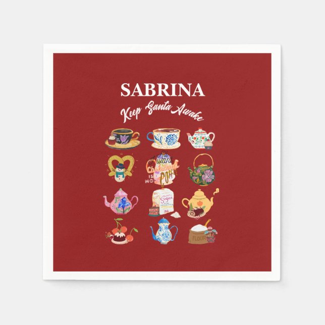 Guardanapo De Papel Mikitiez café, natal, citando cafeína fofa (Frente)