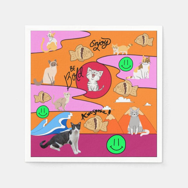 Guardanapo De Papel Mikitiez meow feira de gatos de verão (Frente)