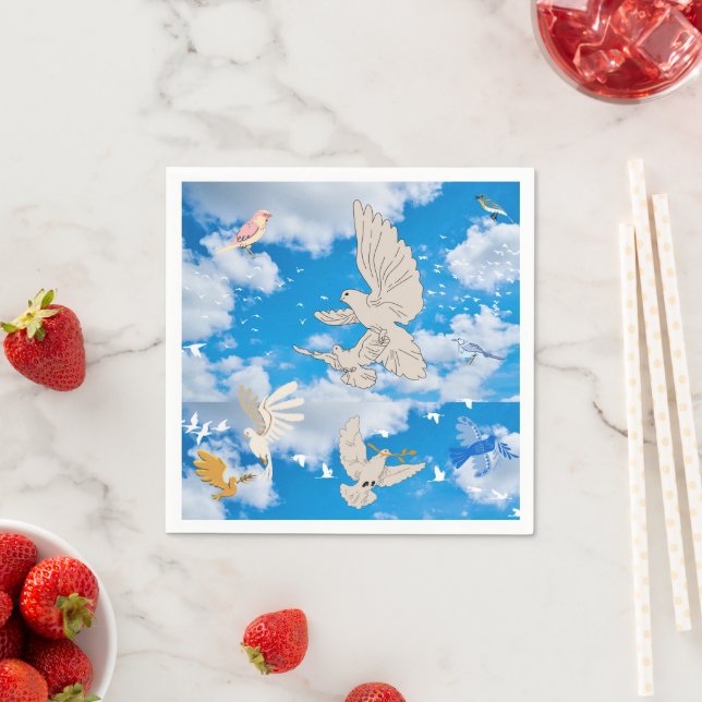 Guardanapo De Papel Mikitiez White bird sky Verão praia Liberdade (Insitu)