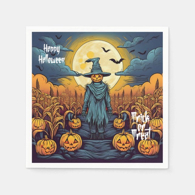 Guardanapo De Papel Milho de Halloween e Espantalho (Frente)
