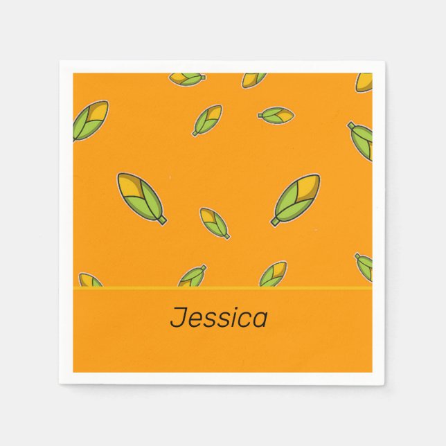 Guardanapo De Papel Milho de nome personalizado em laranja (Frente)