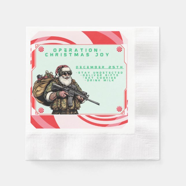 Guardanapo De Papel Militares Engraçados/Papais noeis de Natal (Frente)