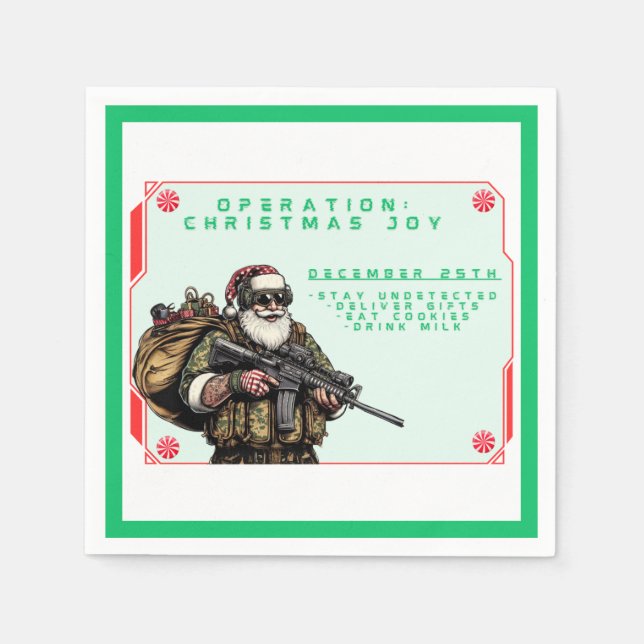 Guardanapo De Papel Militares Engraçados/Papais noeis de Natal (Frente)