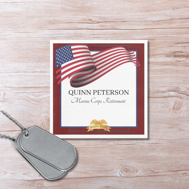 Guardanapo De Papel Military Retirement Flag Gold Crest Elegant (Criador carregado)