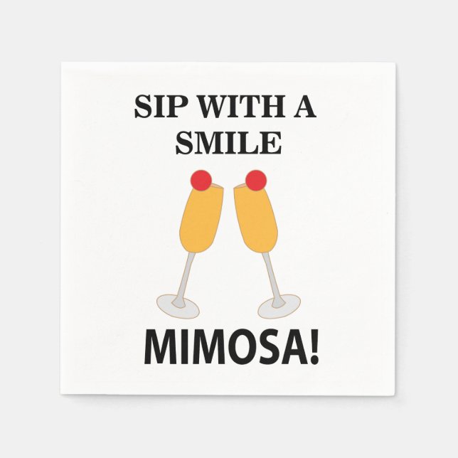 Guardanapo De Papel Mimosa Sip Com Um Sorriso Mimosa (Frente)