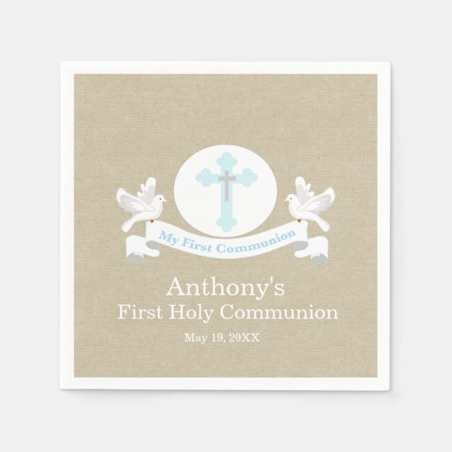 Guardanapo De Papel Minha Primeira Comunhão Personalizada Napkin (Frente)