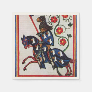 Guardanapo De Papel Miniatura medieval AZUL do CAVALEIRO A CAVALO