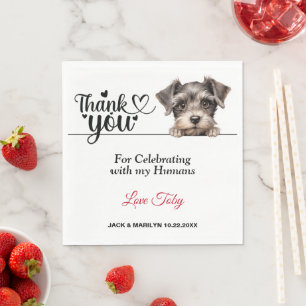 Guardanapo De Papel Miniatura Schnauzer Casamento Obrigado