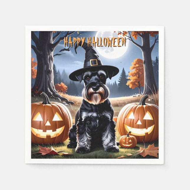 Guardanapo De Papel Miniatura Schnauzer Halloween (Frente)