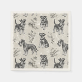 Guardanapo De Papel Miniature Schnauzer Vintage Sepia Toile de Jouy