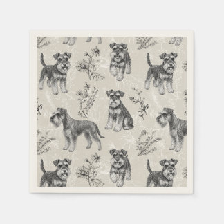Guardanapo De Papel Miniature Schnauzer Vintage Sepia Toile de Jouy