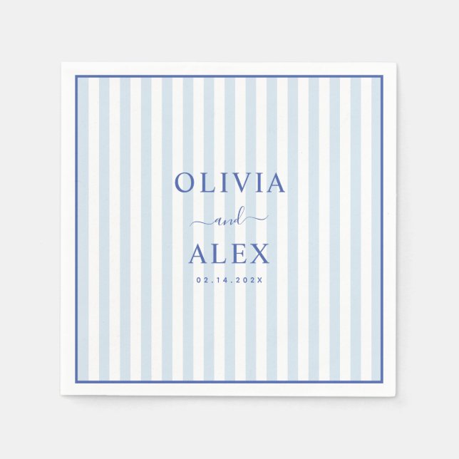 Guardanapo De Papel Minimal and Chic Blue French Personalized Wedding  (Frente)