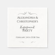 Minimal Black and White Script Engagement Party