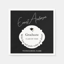 Guardanapo De Papel Minimal Black White Graduation Thank You