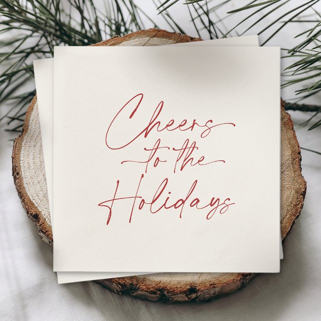 Guardanapo De Papel Minimal Christmas Napkin “Cheers to the Holidays” (Criador carregado)