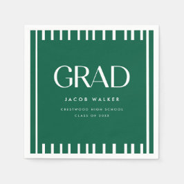 Guardanapo De Papel Minimal Dark Green Bold Custom Graduation Party