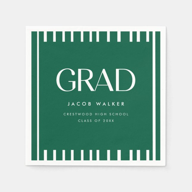 Guardanapo De Papel Minimal Dark Green Bold Custom Graduation Party (Frente)