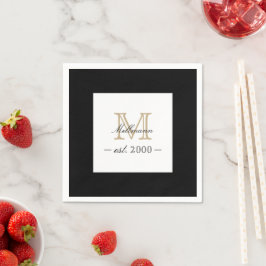 Guardanapo De Papel Minimal Elegant Gold Monogram Family Year Est.