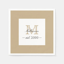 Guardanapo De Papel Minimal Elegant Gold Monogram Family Year Est.