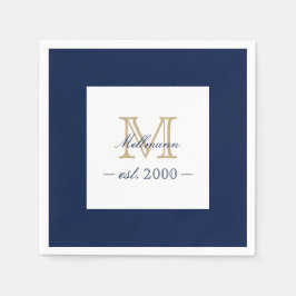 Guardanapo De Papel Minimal Elegant Gold Monogram Family Year Est.