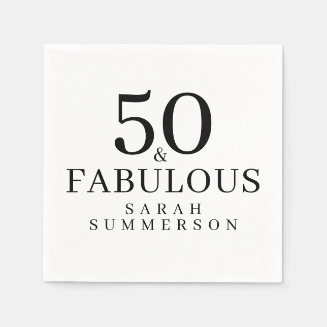 Guardanapo De Papel Minimal Fifty and Fabulous 50th Birthday Party (Frente)