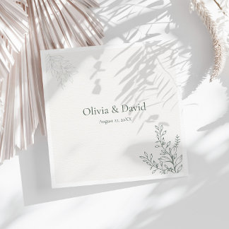 Guardanapo De Papel Minimal Sage Green Botanical Wedding Napkin