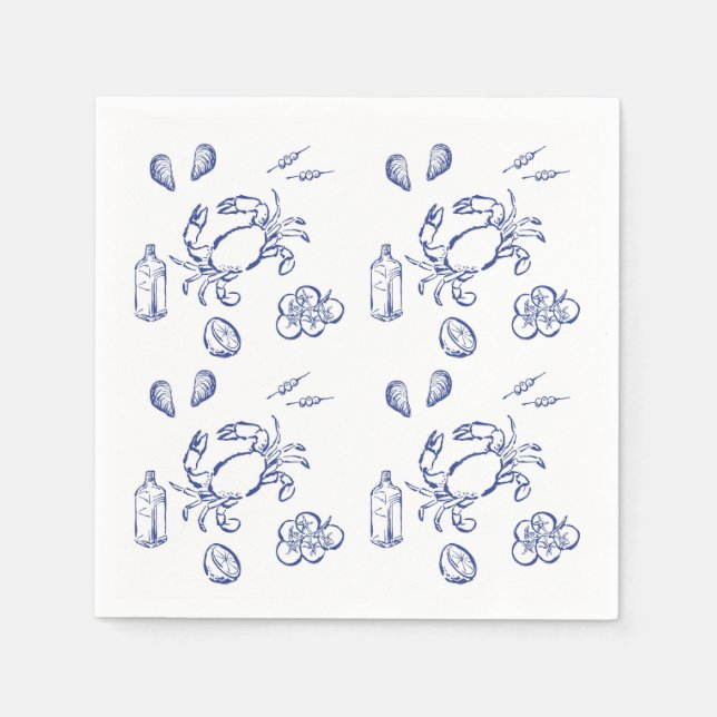 Guardanapo De Papel Minimalismo de Frutos do Mar (Frente)