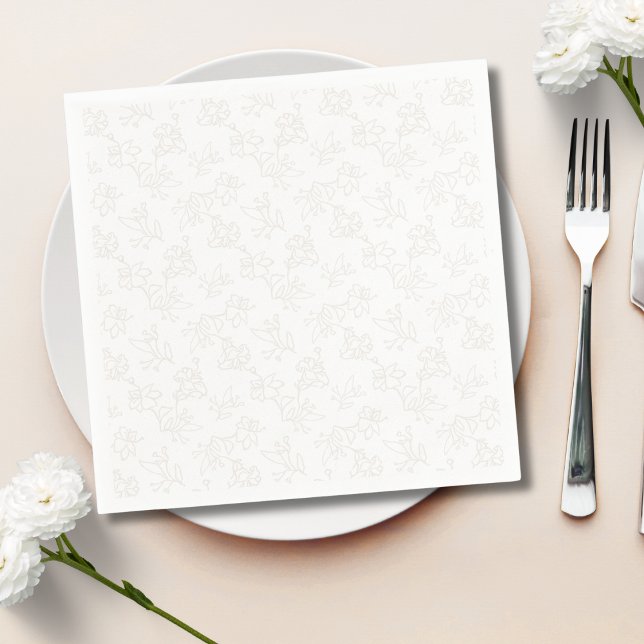 Guardanapo De Papel Minimalist Botanical Floral Pattern Beige Gold (Criador carregado)