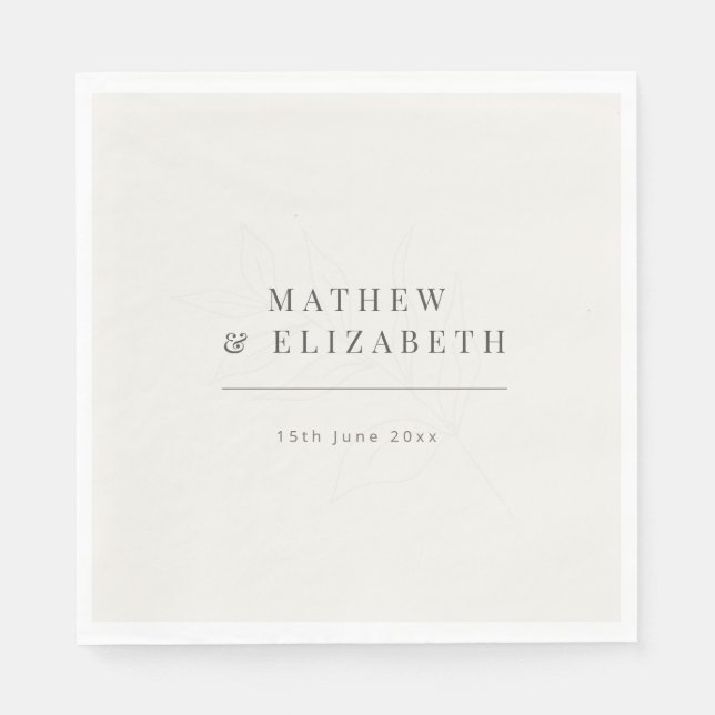 Guardanapo De Papel Minimalist botanical Wedding  | Warm White (Frente)