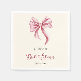 Guardanapo De Papel Minimalist Cream Blush Pink Bow Bridal Shower