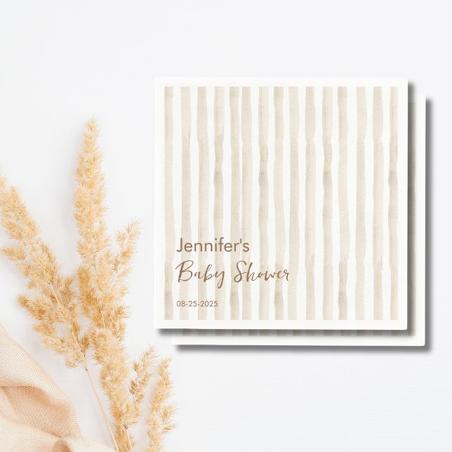 Guardanapo De Papel Minimalist Cream Vertical Stripe Rustic Baby (Criador carregado)