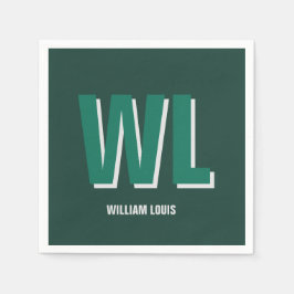 Guardanapo De Papel Minimalist Emerald Green Personalized Monogram