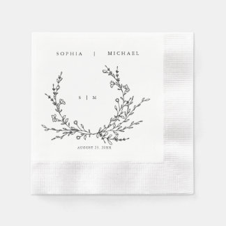 Guardanapo De Papel Minimalist Floral Line Art Wedding Napkins