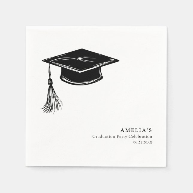 Guardanapo De Papel Minimalist Graduation Cap Grad Party (Frente)