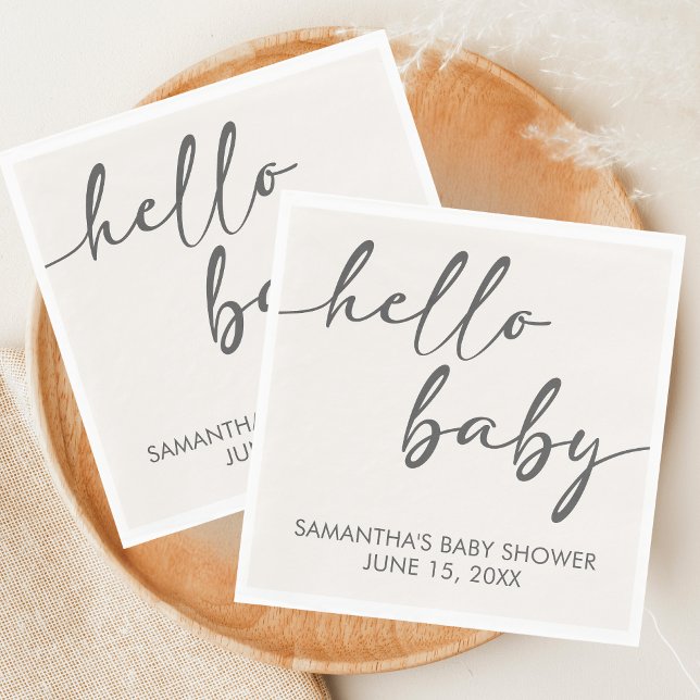 Guardanapo De Papel Minimalist Hello Baby Baby Shower (Hello Baby Baby Shower Napkin)