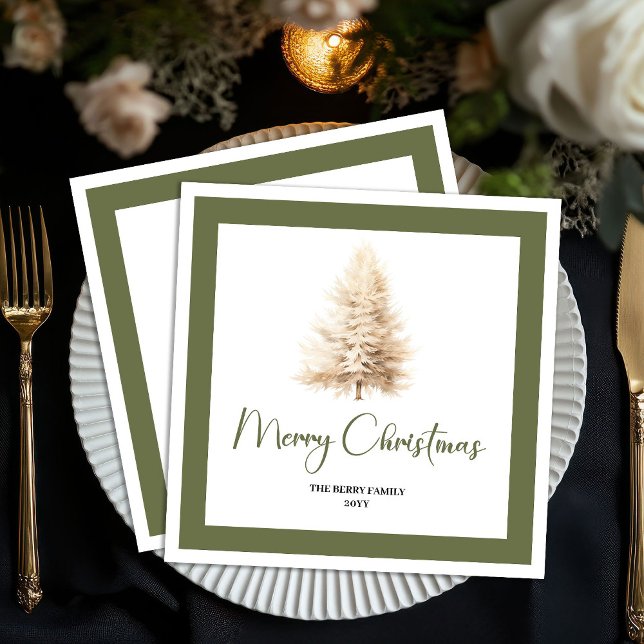 Guardanapo De Papel Minimalist Holiday Christmas Tree Custom Napkins (Minimalist Holiday Christmas Tree Custom Napkins)