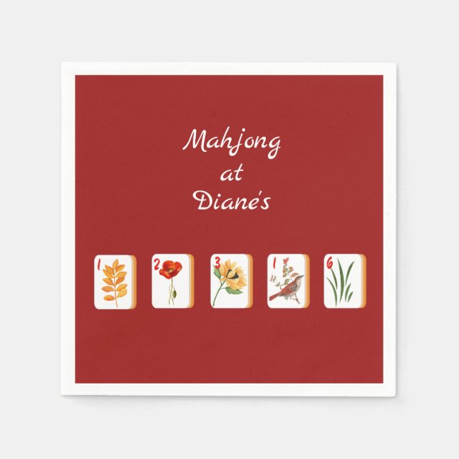 Guardanapo De Papel Minimalist Mahjong Flower Tiles Paper Napkin (Frente)
