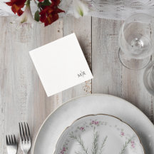 Minimalist Monogram Wedding Cocktail Napkin