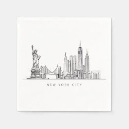 Guardanapo De Papel Minimalist New York City Skyline Line Art
