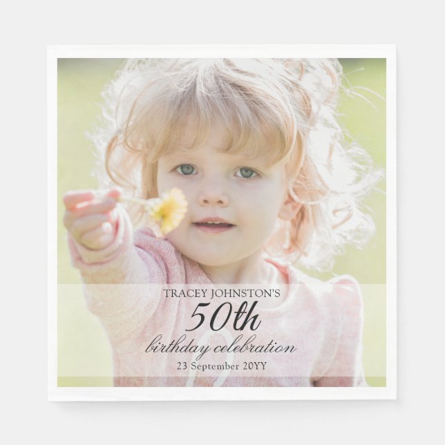 Guardanapo De Papel Minimalist Photo 50th Birthday (Frente)