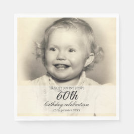 Guardanapo De Papel Minimalist Photo 60th Birthday