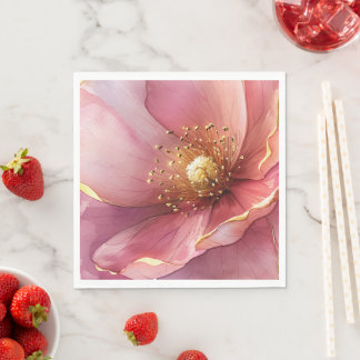 Guardanapo De Papel Minimalist Pink and Gold Poppy Wedding