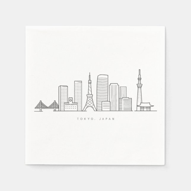 Guardanapo De Papel Minimalist Tokyo Skyline Illustration (Frente)