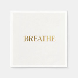 Guardanapo De Papel Minimalist typography with gold word breathe