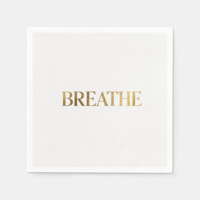 Guardanapo De Papel Minimalist typography with gold word breathe (Frente)