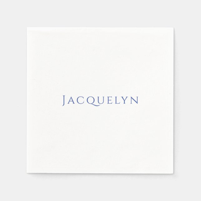 Guardanapo De Papel Minimalist White Blue Plain Elegant Modern Name (Frente)