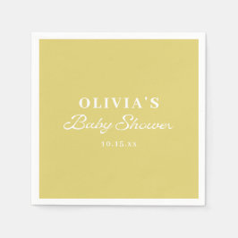 Guardanapo De Papel Minimalist Yellow Retro Script Baby Shower Custom